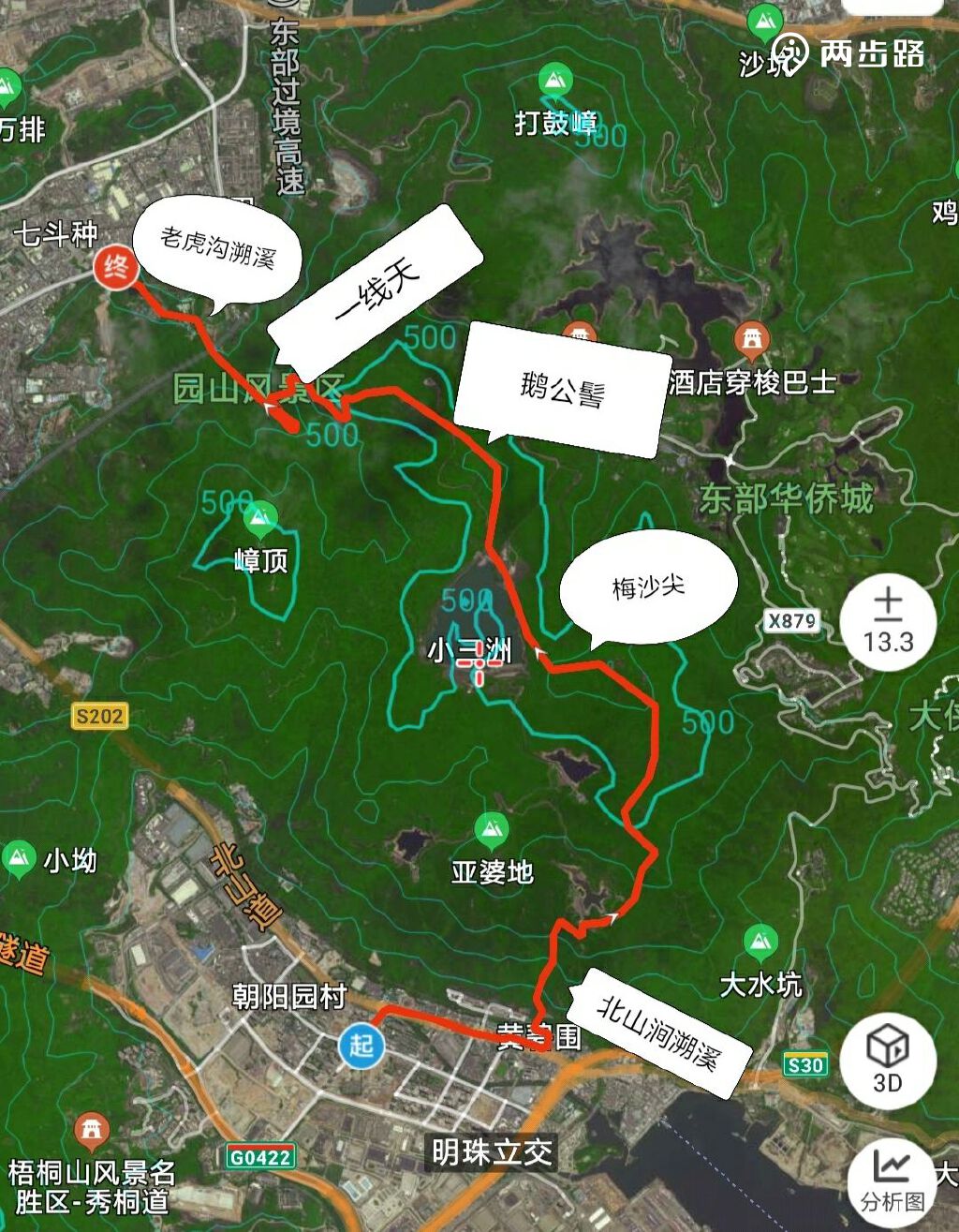 北山涧溯溪梅沙尖穿越园山老虎沟溯溪